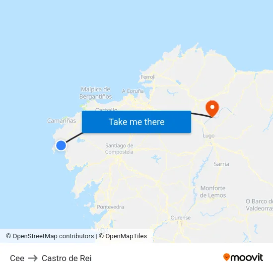 Cee to Castro de Rei map