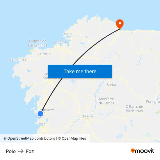 Poio to Foz map