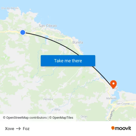 Xove to Foz map