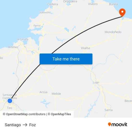 Santiago to Foz map