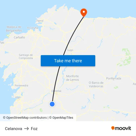 Celanova to Foz map