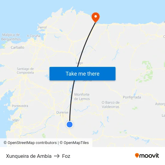 Xunqueira de Ambía to Foz map