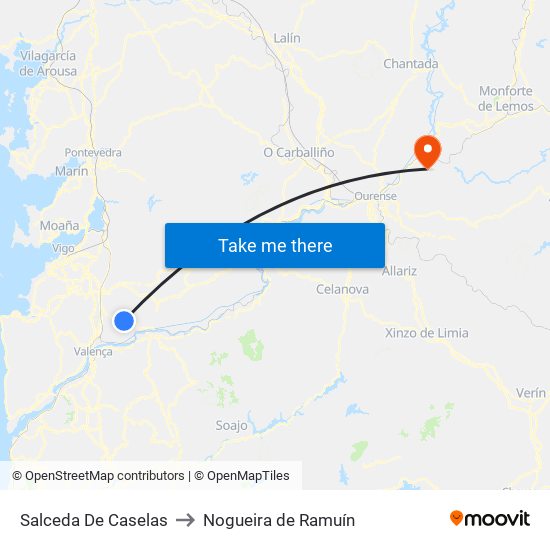 Salceda De Caselas to Nogueira de Ramuín map