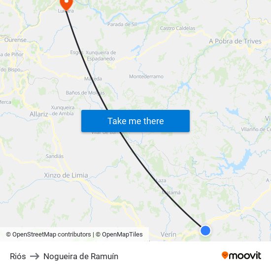 Riós to Nogueira de Ramuín map