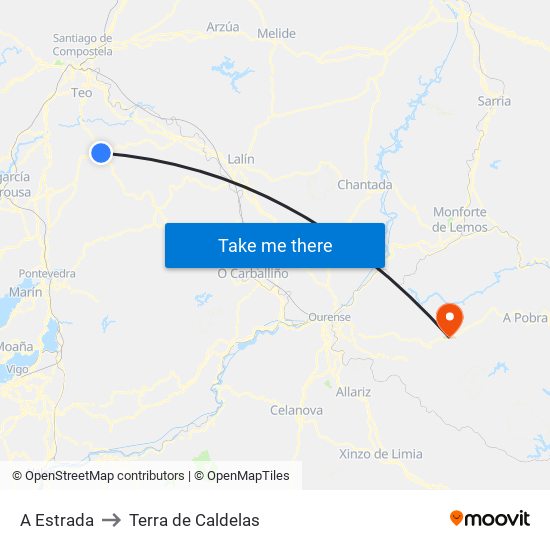 A Estrada to Terra de Caldelas map