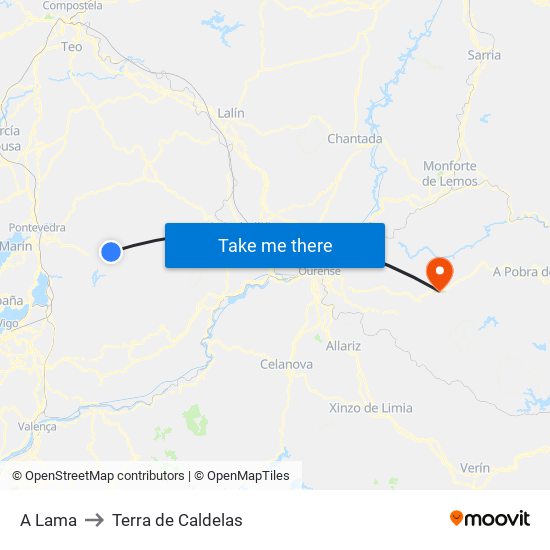 A Lama to Terra de Caldelas map