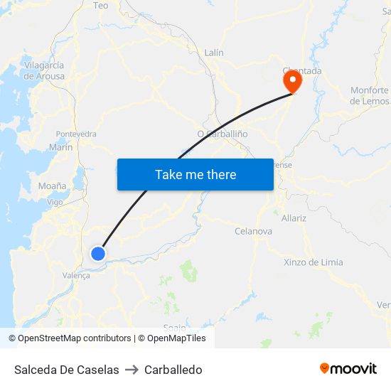 Salceda De Caselas to Carballedo map