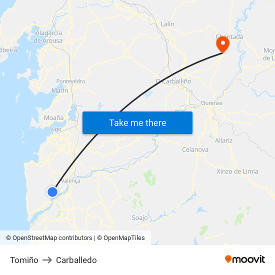 Tomiño to Carballedo map