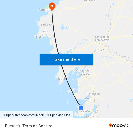 Bueu to Terra de Soneira map