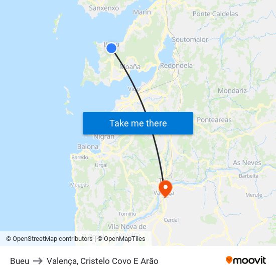 Bueu to Valença, Cristelo Covo E Arão map