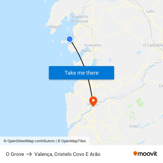 O Grove to Valença, Cristelo Covo E Arão map