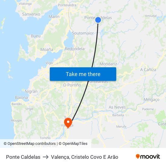 Ponte Caldelas to Valença, Cristelo Covo E Arão map