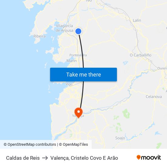 Caldas de Reis to Valença, Cristelo Covo E Arão map