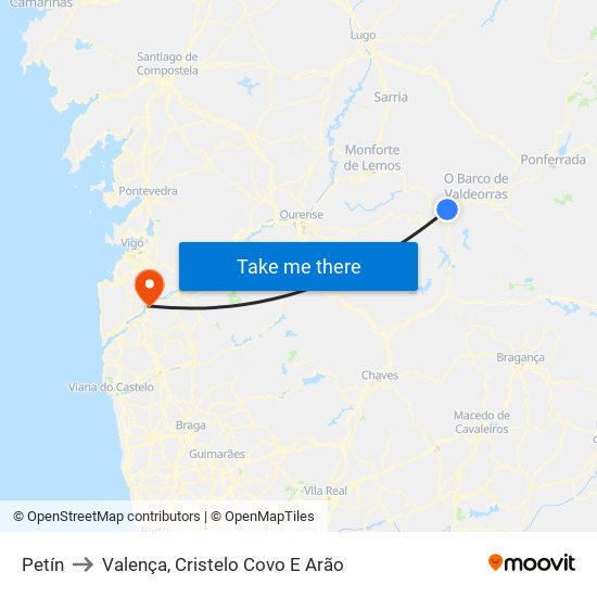 Petín to Valença, Cristelo Covo E Arão map