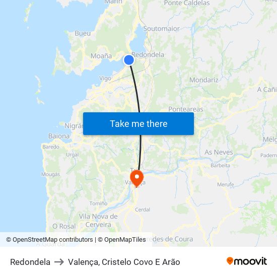 Redondela to Valença, Cristelo Covo E Arão map
