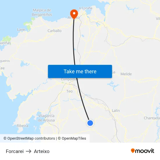 Forcarei to Arteixo map