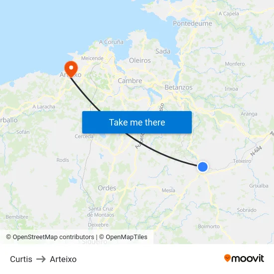 Curtis to Arteixo map