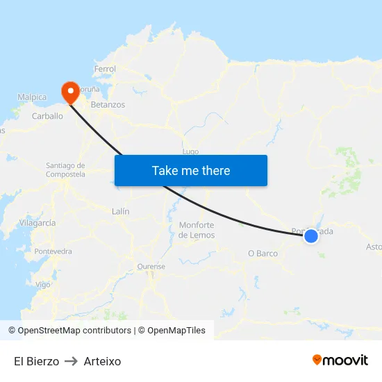 El Bierzo to Arteixo map