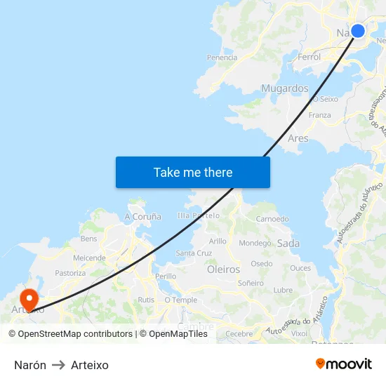 Narón to Arteixo map