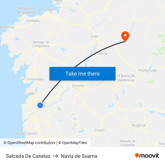 Salceda De Caselas to Navia de Suarna map