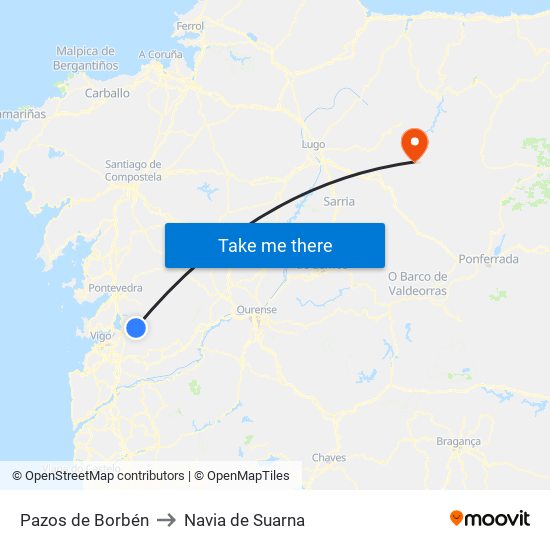 Pazos de Borbén to Navia de Suarna map