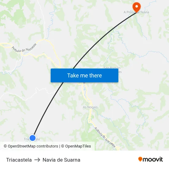 Triacastela to Navia de Suarna map