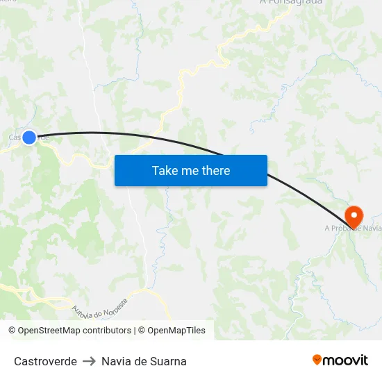 Castroverde to Navia de Suarna map