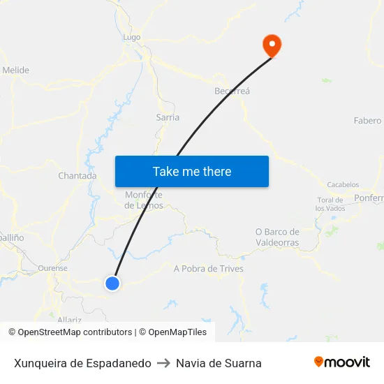 Xunqueira de Espadanedo to Navia de Suarna map