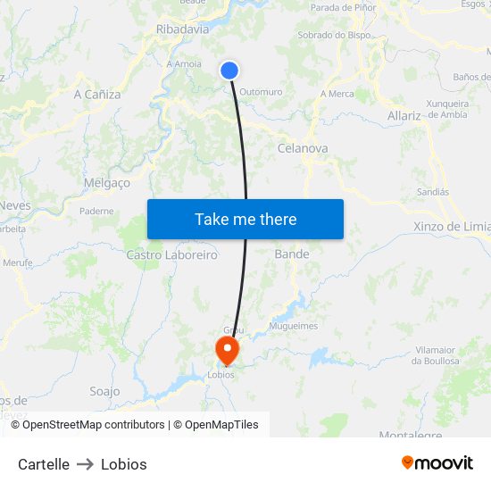 Cartelle to Lobios map
