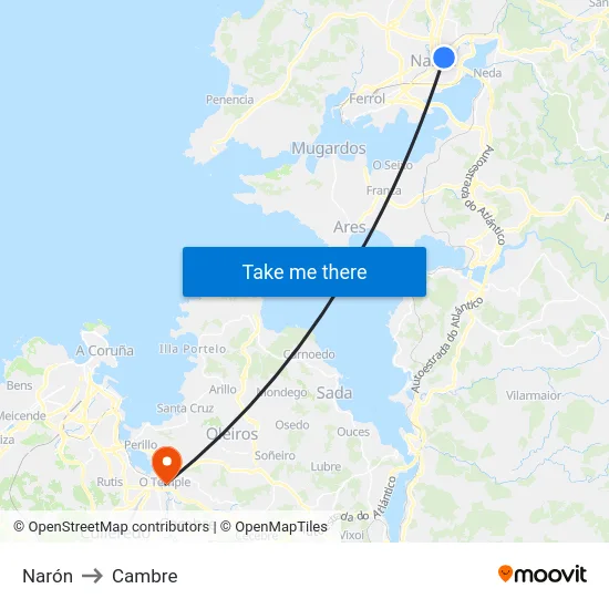 Narón to Cambre map