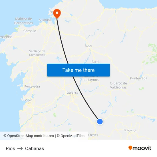 Riós to Cabanas map