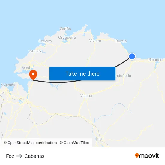 Foz to Cabanas map