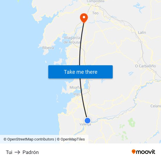 Tui to Padrón map