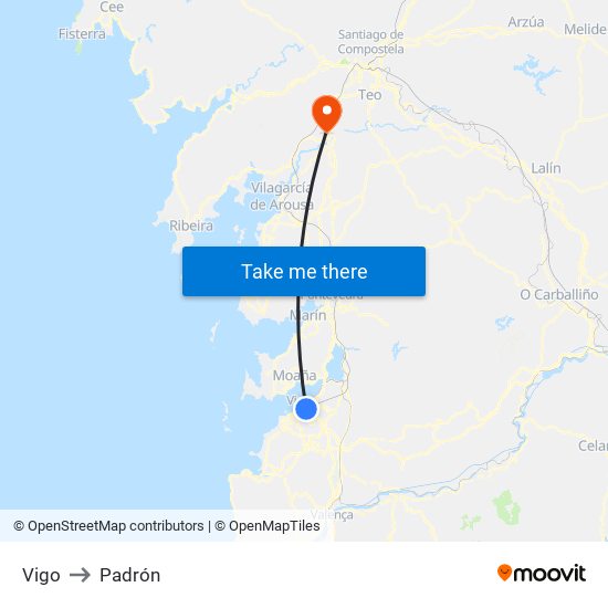 Vigo to Padrón map