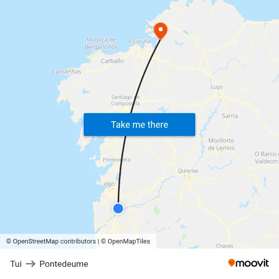 Tui to Pontedeume map