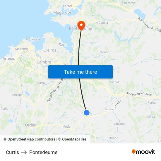 Curtis to Pontedeume map