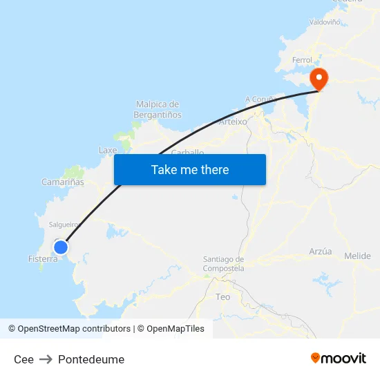 Cee to Pontedeume map