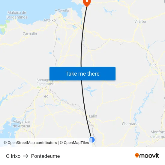 O Irixo to Pontedeume map