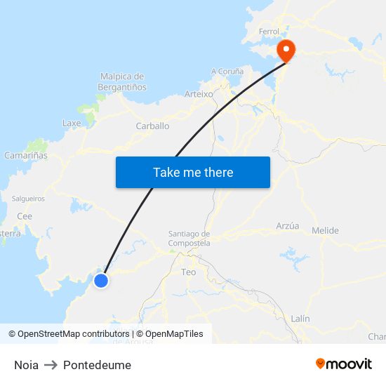 Noia to Pontedeume map