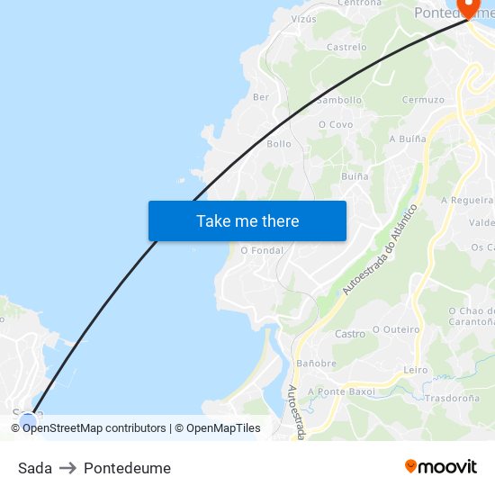 Sada to Pontedeume map