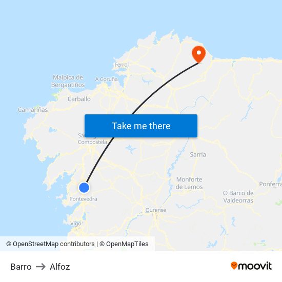 Barro to Alfoz map