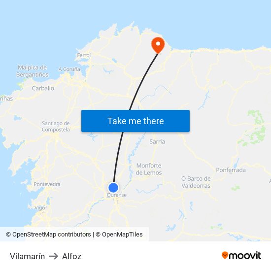 Vilamarín to Alfoz map