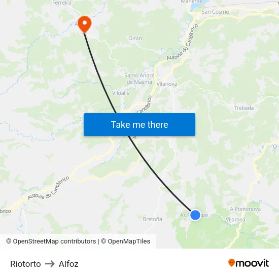Riotorto to Alfoz map