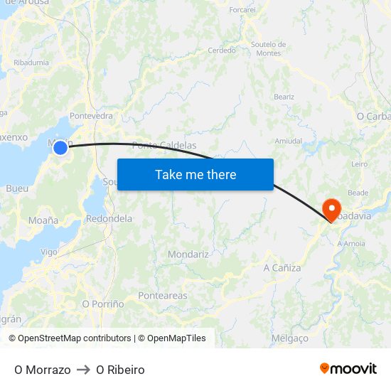 O Morrazo to O Ribeiro map
