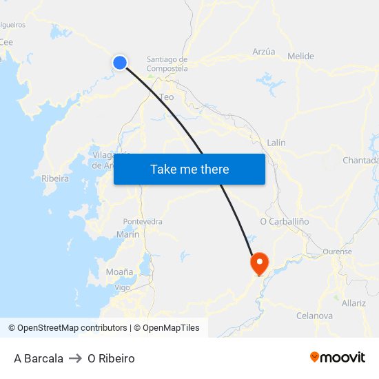 A Barcala to O Ribeiro map