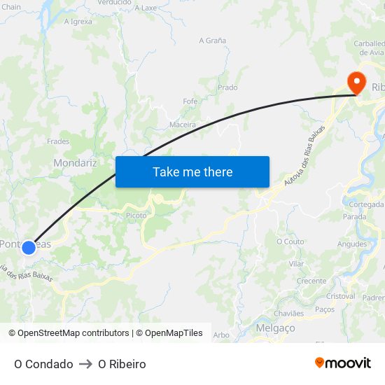 O Condado to O Ribeiro map