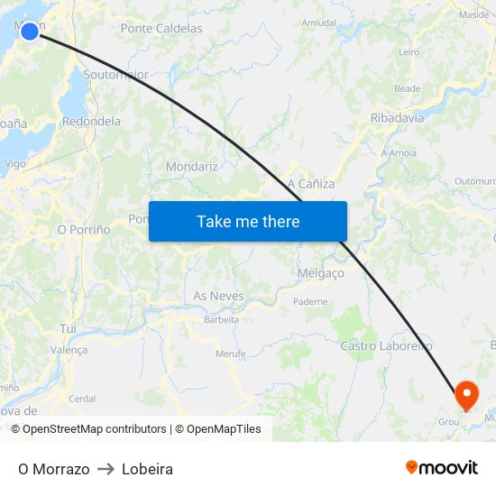 O Morrazo to Lobeira map