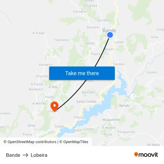 Bande to Lobeira map