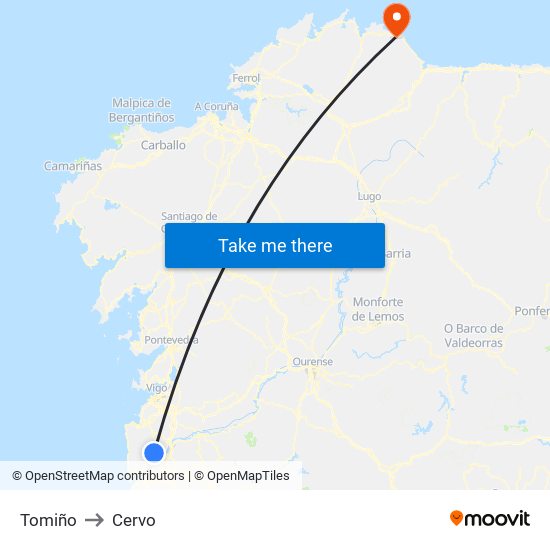 Tomiño to Cervo map
