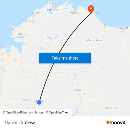 Melide to Cervo map